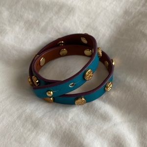 Tory Burch Double Wrap Bracelet- Teal